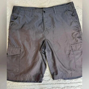 Tony Hawk Skater Shorts Gray Striped Flat Front Casual Chino Zipper Mens